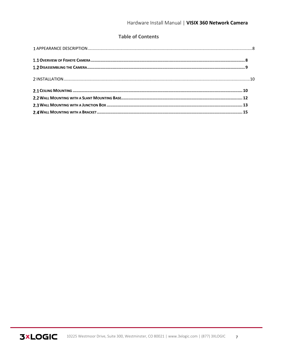 3xLOGIC VISIX Camera User Manual | Page 7 / 16