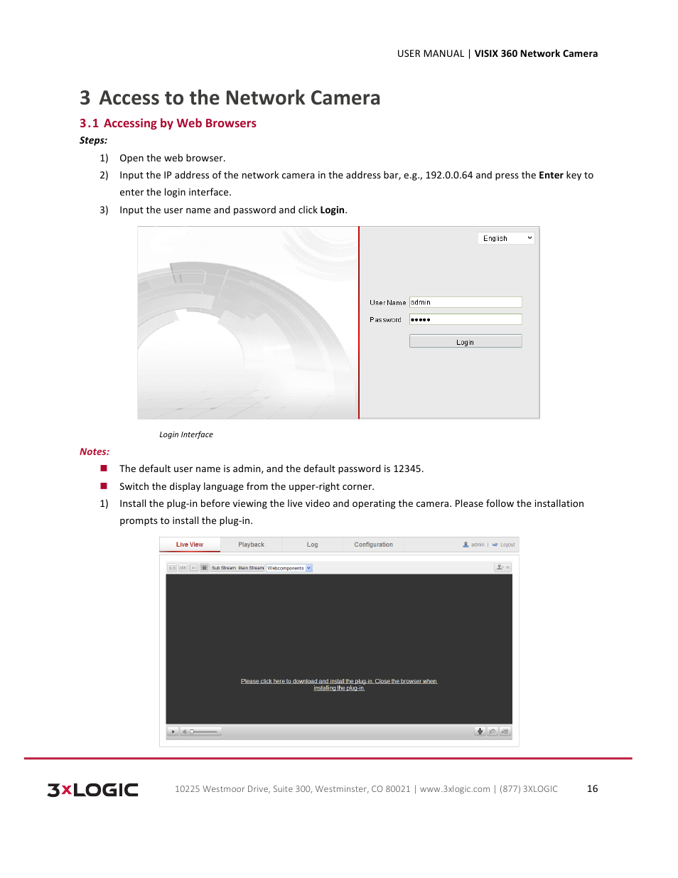 Access to the network camera 3 | 3xLOGIC VISIX Camera User Manual | Page 16 / 75