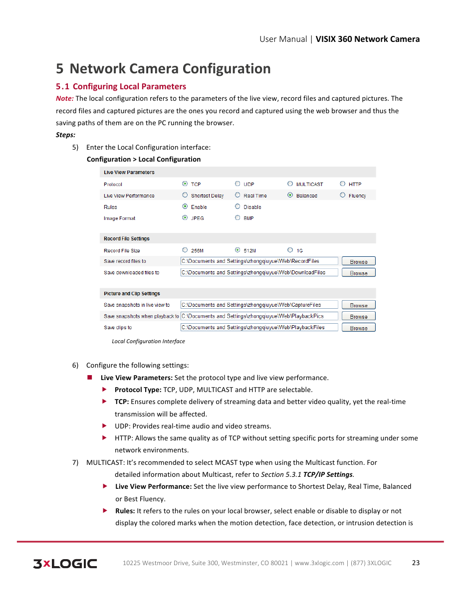 Network camera configuration 5 | 3xLOGIC VISIX Camera User Manual | Page 23 / 75