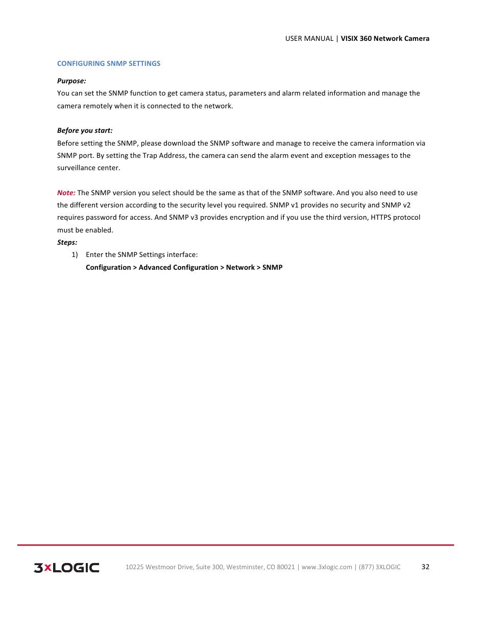 3xLOGIC VISIX Camera User Manual | Page 32 / 75