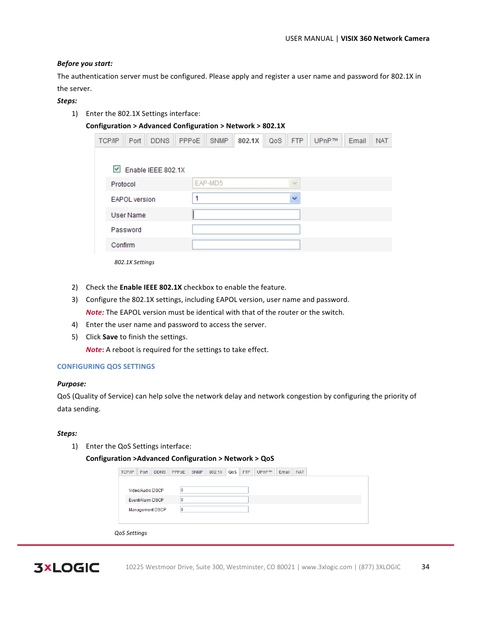 3xLOGIC VISIX Camera User Manual | Page 34 / 75