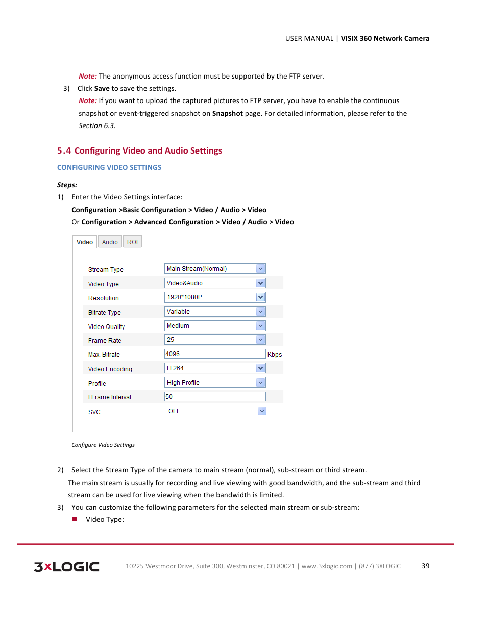 3xLOGIC VISIX Camera User Manual | Page 39 / 75