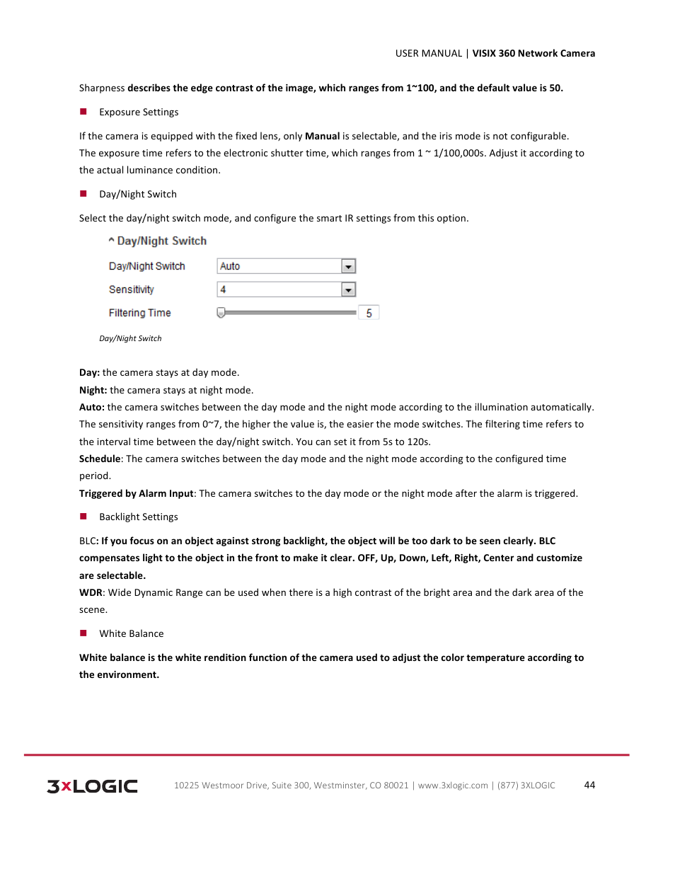 3xLOGIC VISIX Camera User Manual | Page 44 / 75