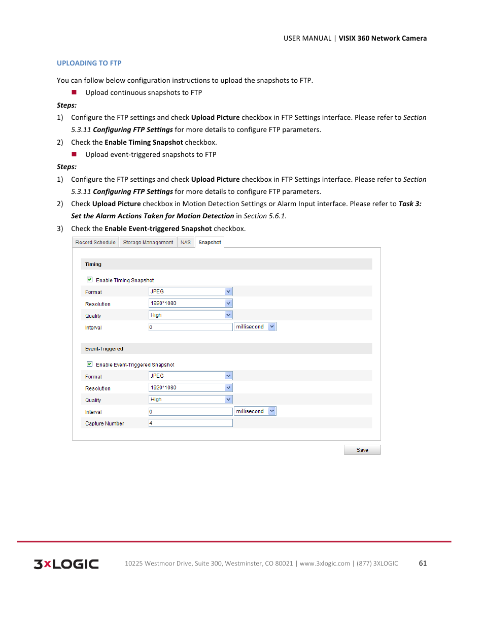 3xLOGIC VISIX Camera User Manual | Page 61 / 75