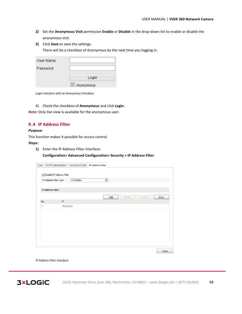 3xLOGIC VISIX Camera User Manual | Page 68 / 75