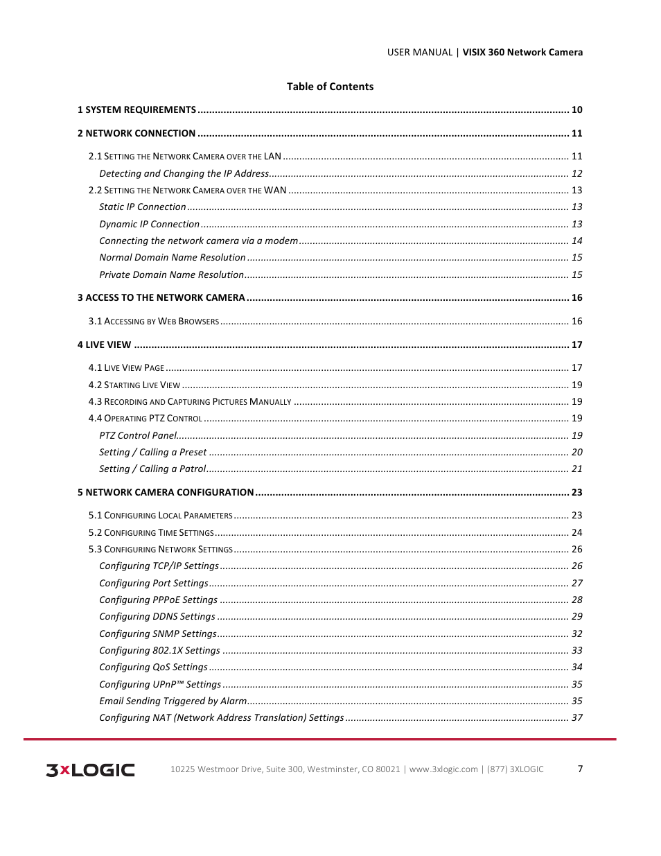 3xLOGIC VISIX Camera User Manual | Page 7 / 75