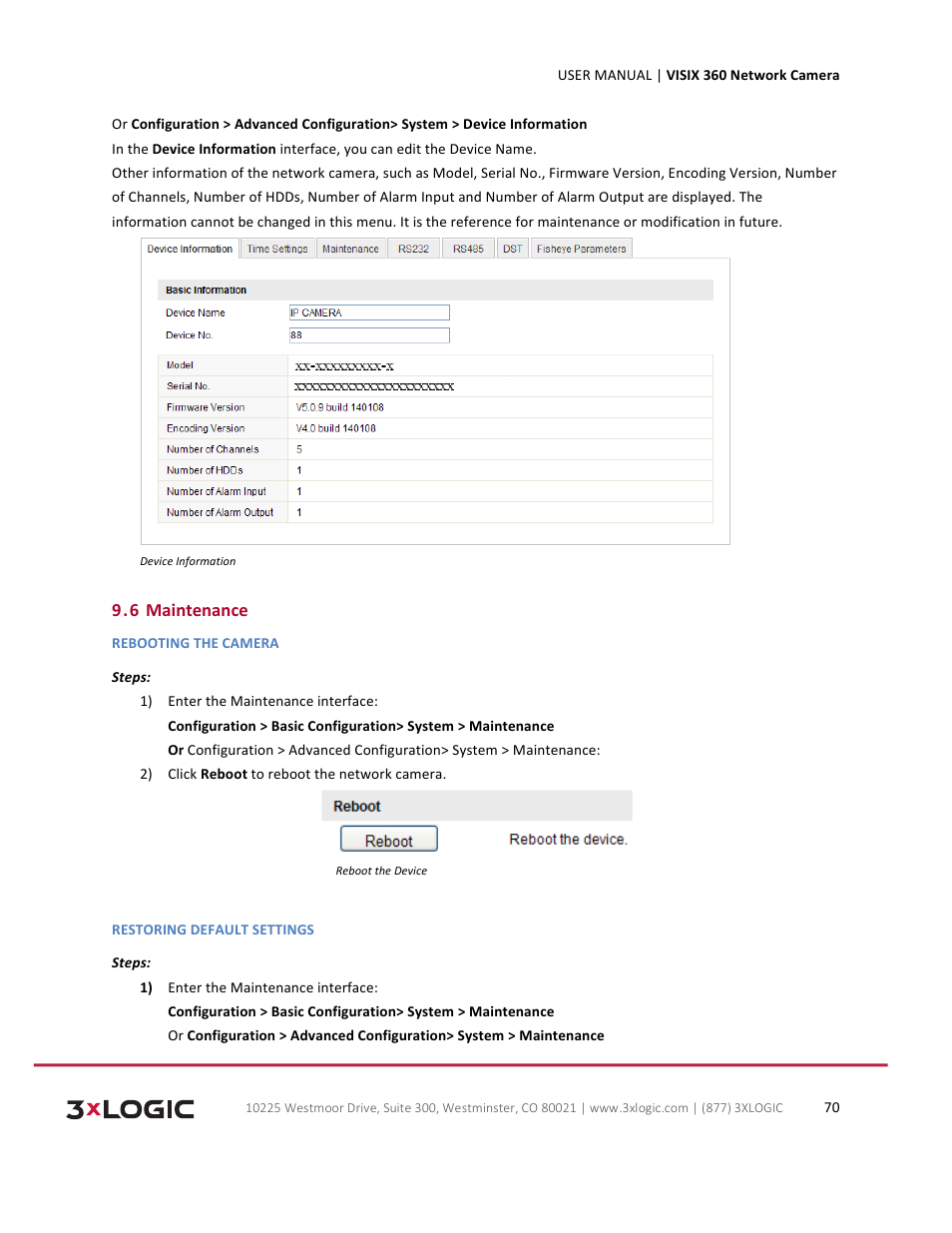 3xLOGIC VISIX Camera User Manual | Page 70 / 75