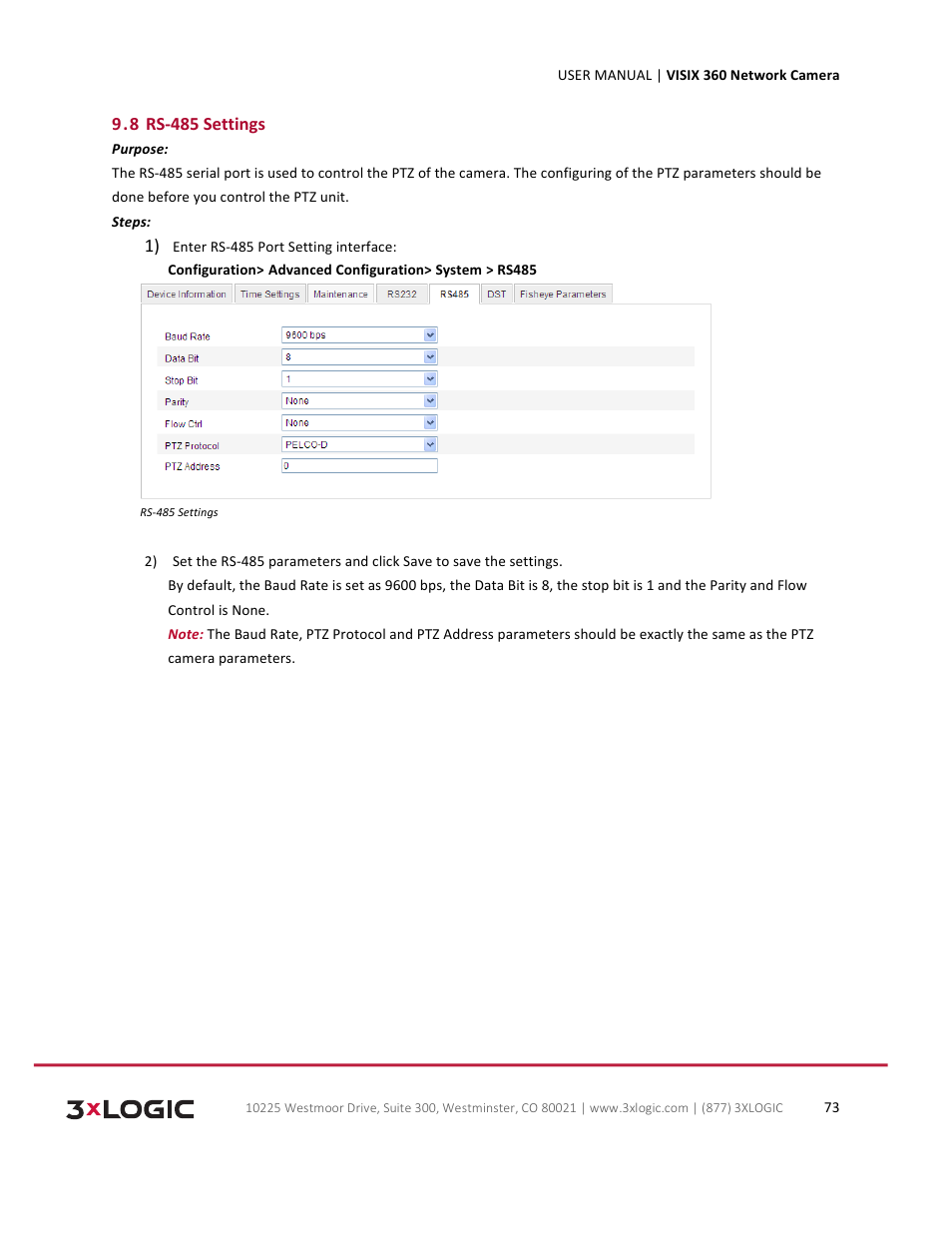 3xLOGIC VISIX Camera User Manual | Page 73 / 75