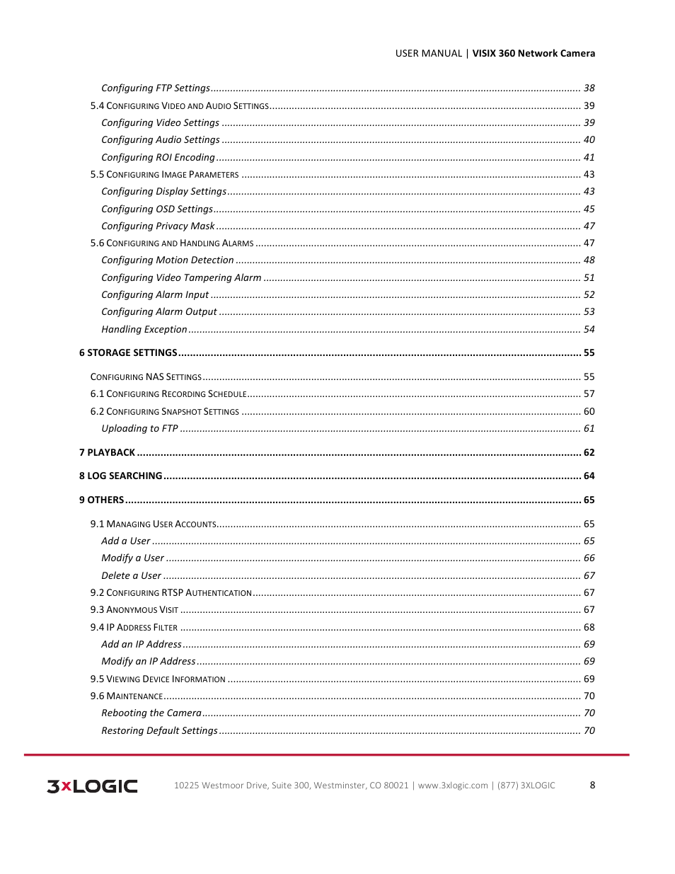 3xLOGIC VISIX Camera User Manual | Page 8 / 75