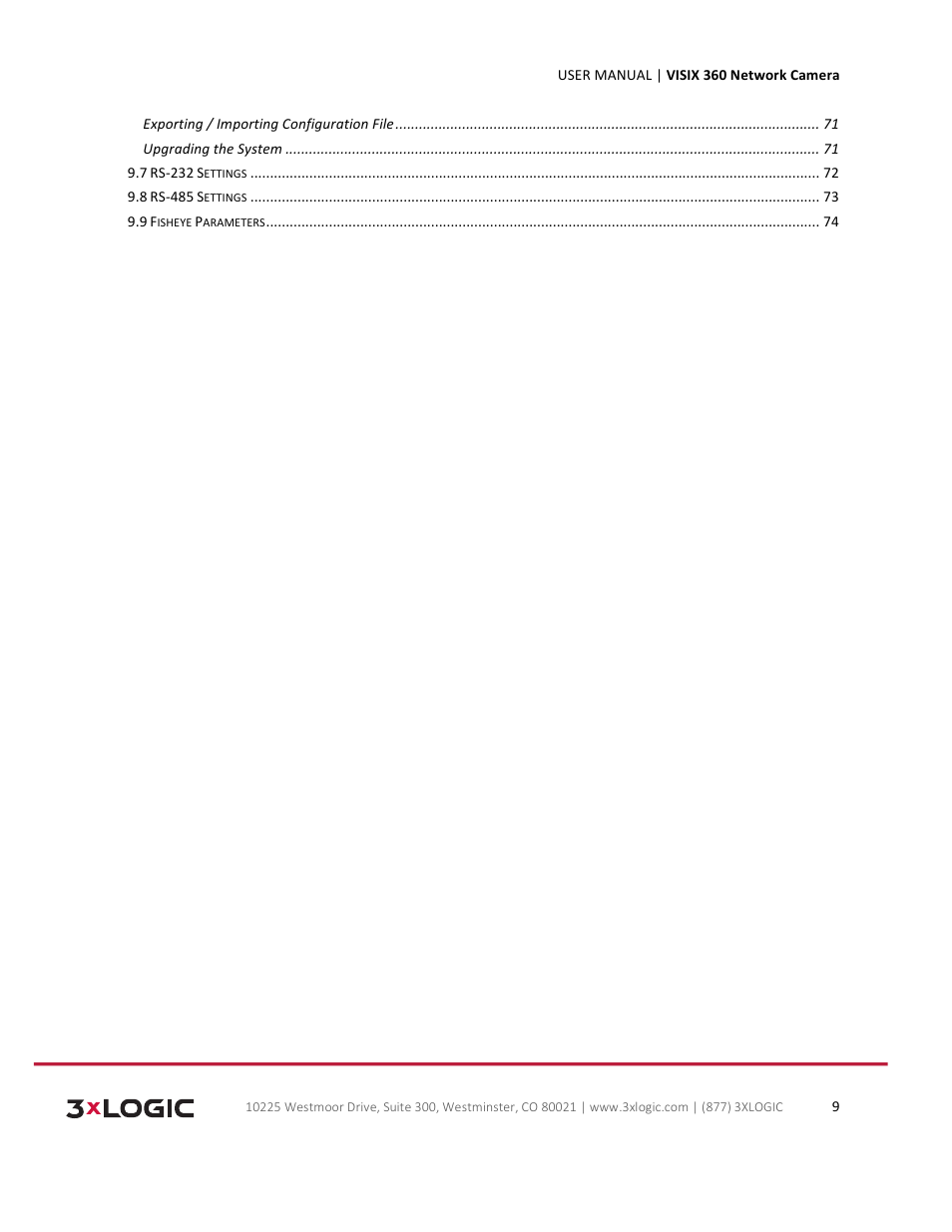 3xLOGIC VISIX Camera User Manual | Page 9 / 75