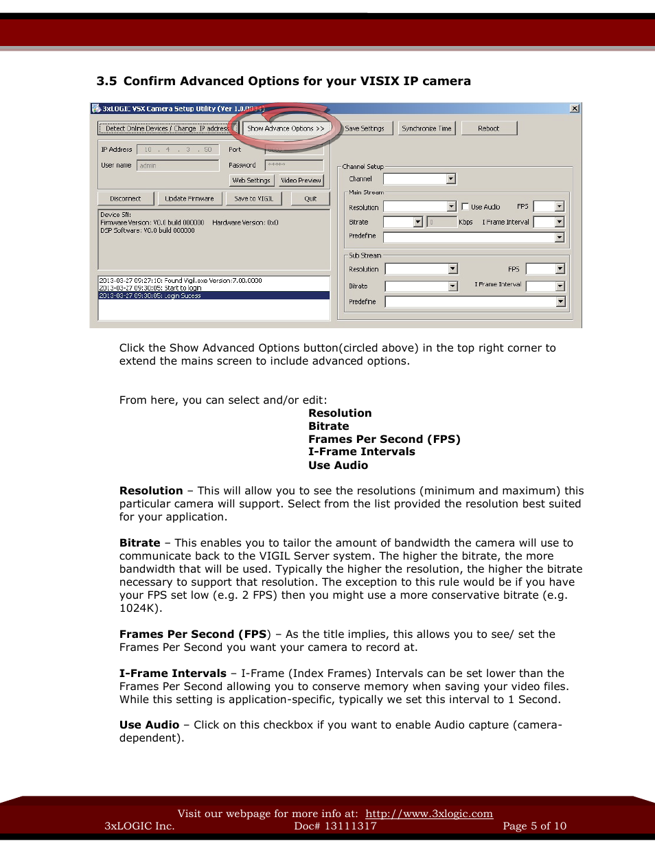 3xLOGIC VISIX Camera User Manual | Page 5 / 10