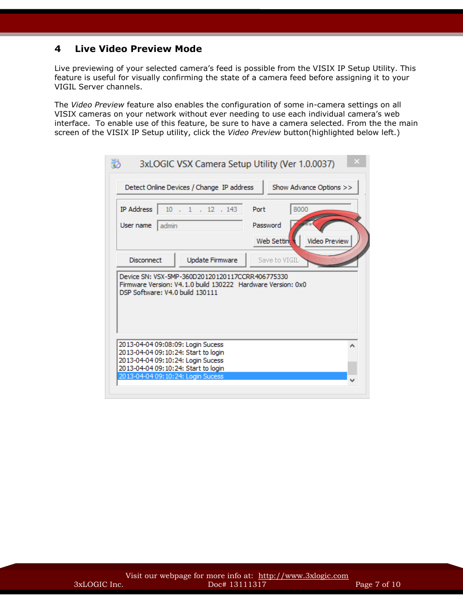 3xLOGIC VISIX Camera User Manual | Page 7 / 10