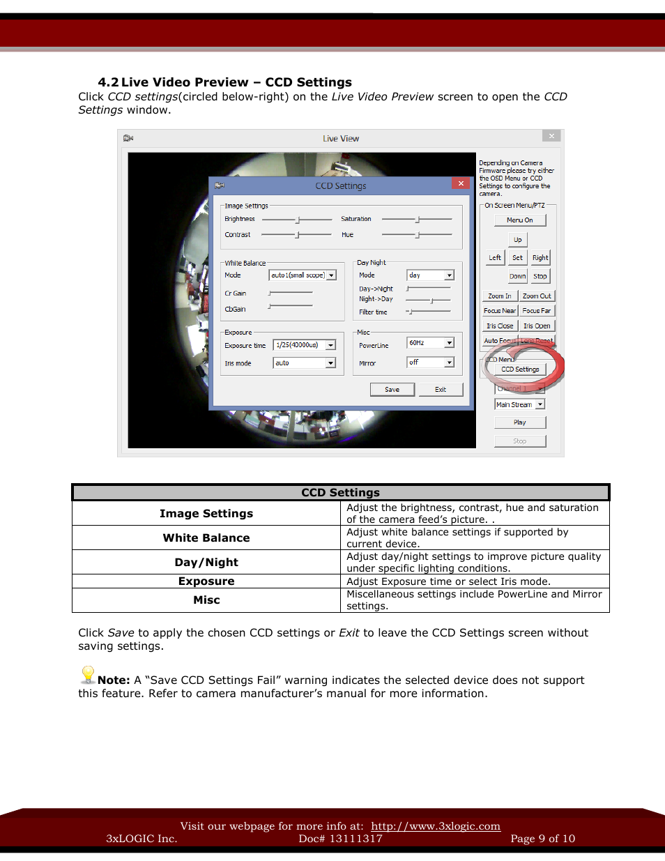 Please see section | 3xLOGIC VISIX Camera User Manual | Page 9 / 10