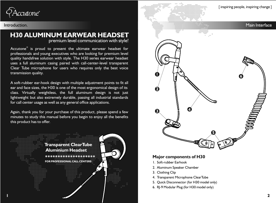 H30 aluminum earwear headset | Accutone H30 Earwear Headset User Manual | Page 2 / 6