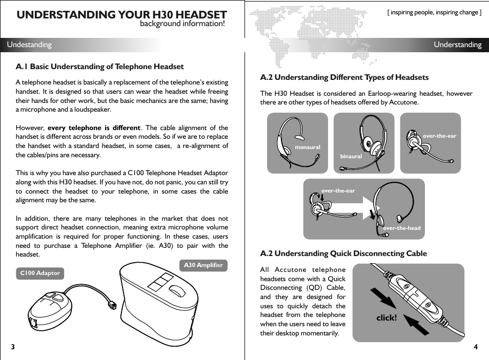 Understanding your h30 headset | Accutone H30 Earwear Headset User Manual | Page 3 / 6