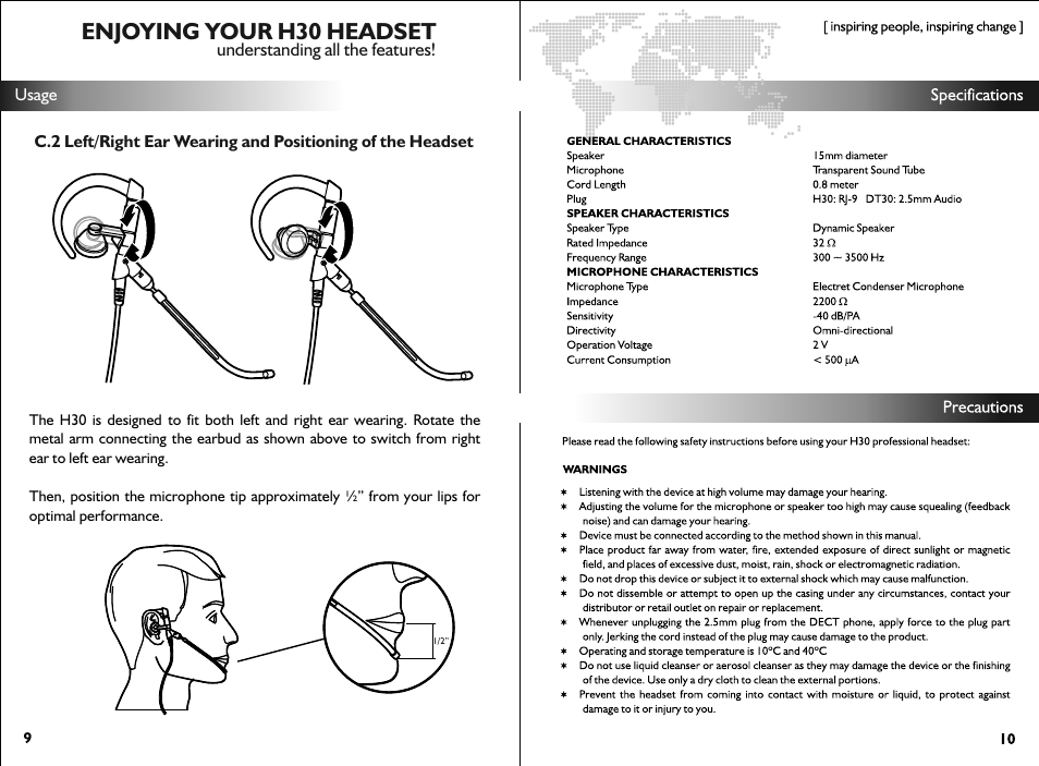 Enjoying your h30 headset | Accutone H30 Earwear Headset User Manual | Page 6 / 6