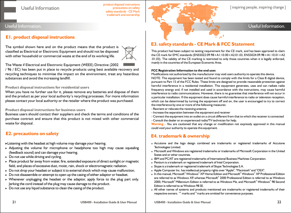 Useful information | Accutone USB400 User Manual | Page 12 / 12
