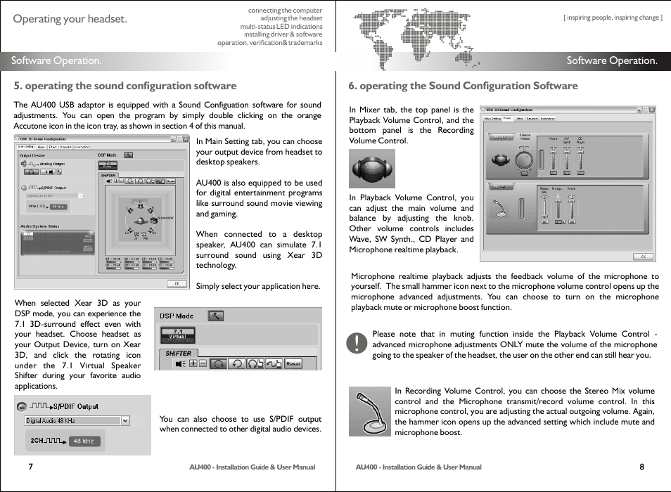 Operating your headset | Accutone AU400 User Manual | Page 5 / 6