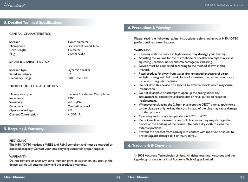 Accutone DT30 User Manual | Page 4 / 4