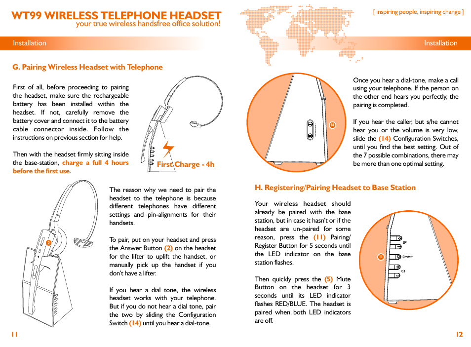 Wt99 wireless telephone headset | Accutone WT99 User Manual | Page 7 / 10