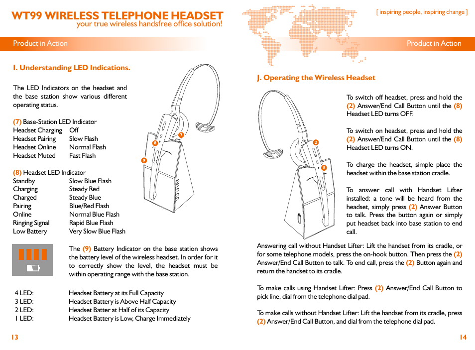 Wt99 wireless telephone headset | Accutone WT99 User Manual | Page 8 / 10