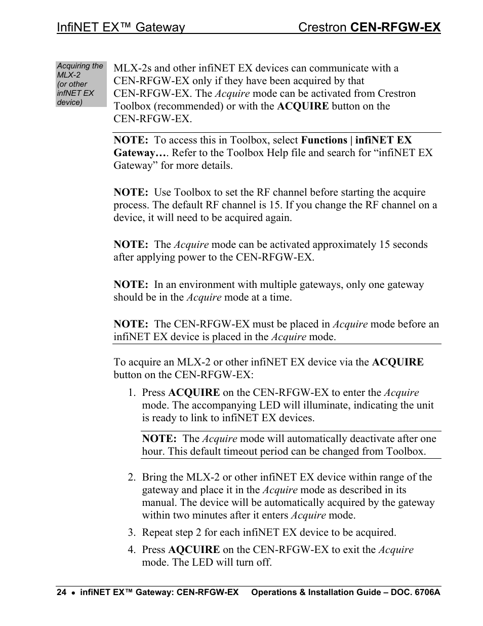 Crestron electronic infiNET EX CEN-RFGWX-EX User Manual | Page 28 / 40