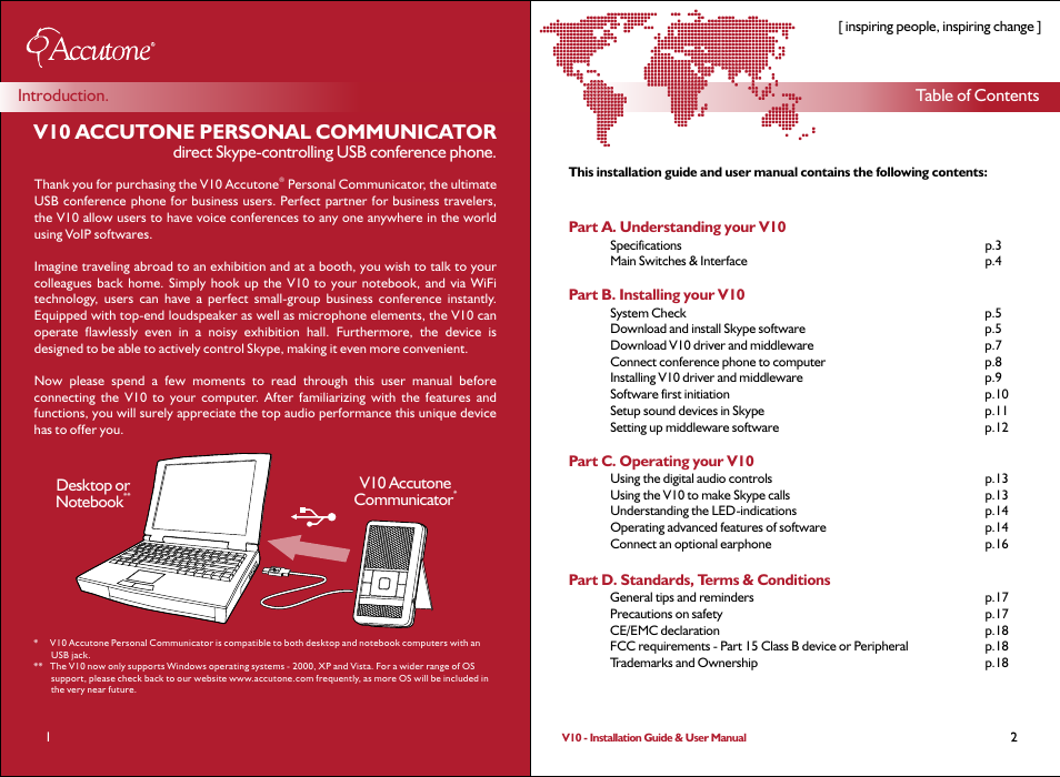 V10 accutone personal communicator | Accutone V10 User Manual | Page 2 / 10