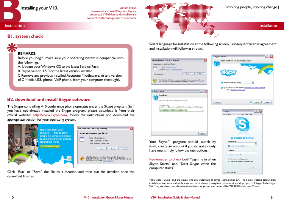 System check download and install skype software | Accutone V10 User Manual | Page 4 / 10