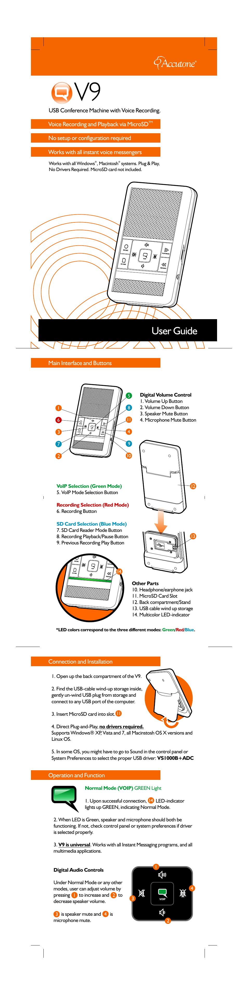 Accutone V9 User Manual | 2 pages