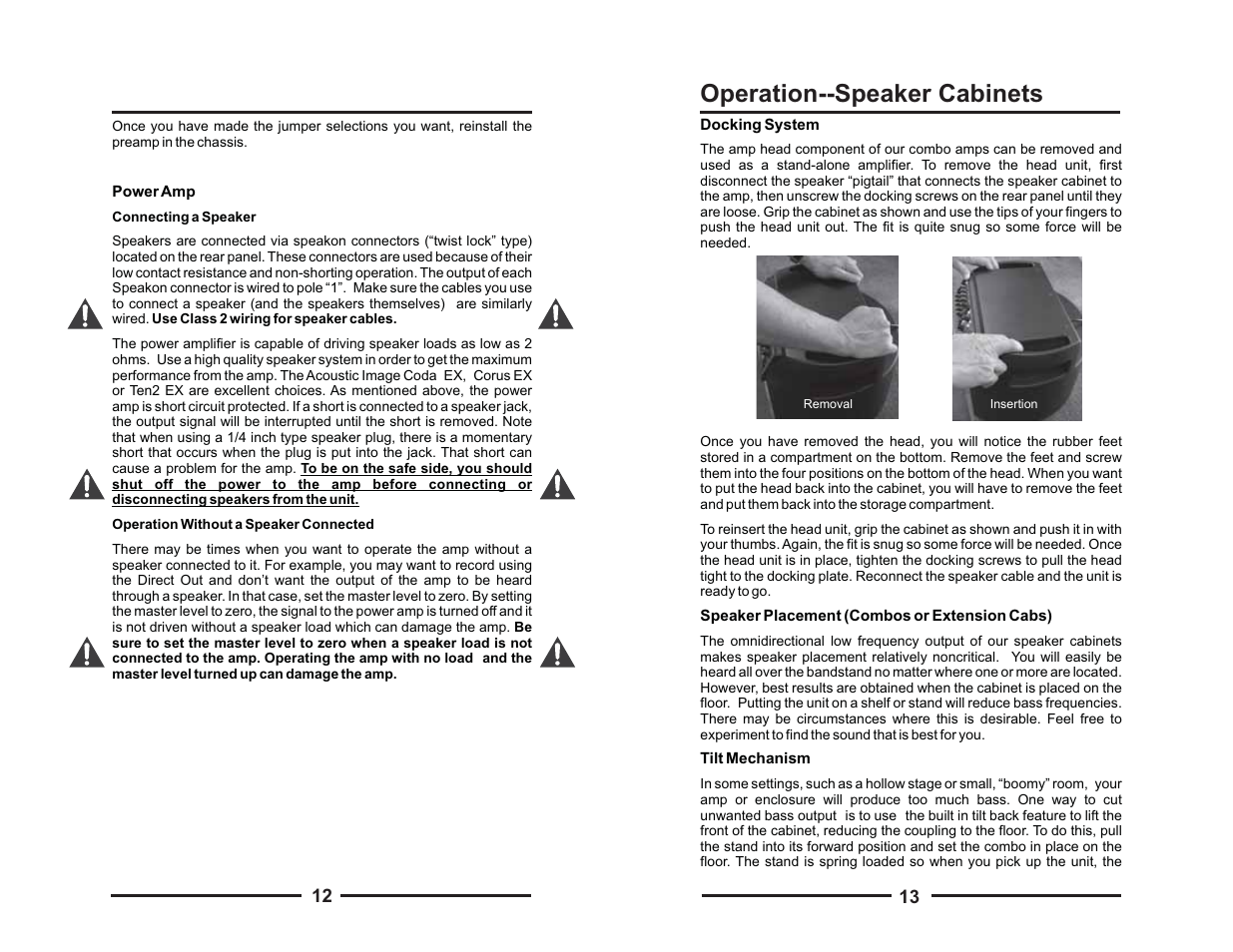 Operation--speaker cabinets | Acoustic Image S4Plus User Manual | Page 8 / 12