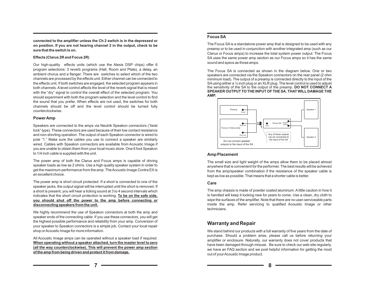 Warranty and repair | Acoustic Image Series III User Manual | Page 6 / 8
