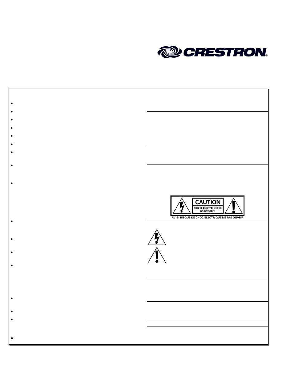Important safety instructions | Crestron electronic Adagio AAE User Manual | Page 2 / 20