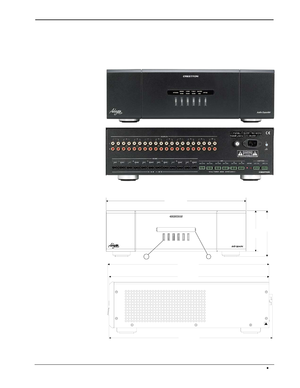 Physical description, Crestron adagio™ aae audio expander | Crestron electronic Adagio AAE User Manual | Page 7 / 20