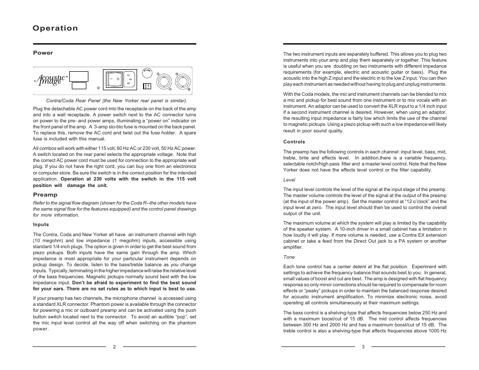 Operation | Acoustic Image Series II User Manual | Page 3 / 6