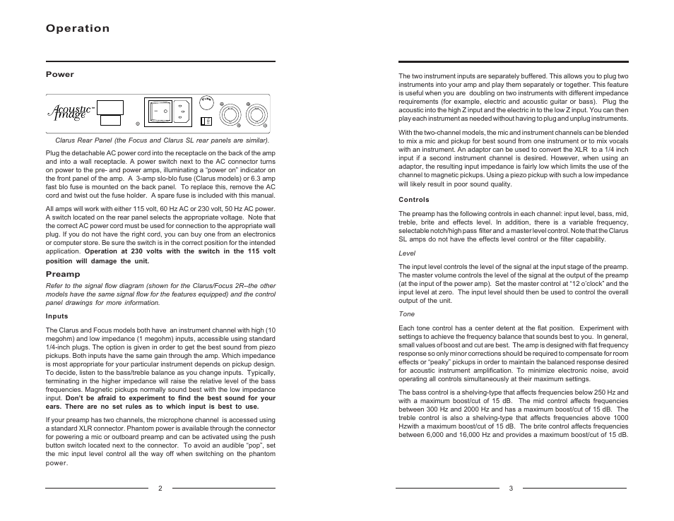 Operation | Acoustic Image Series II User Manual | Page 3 / 6