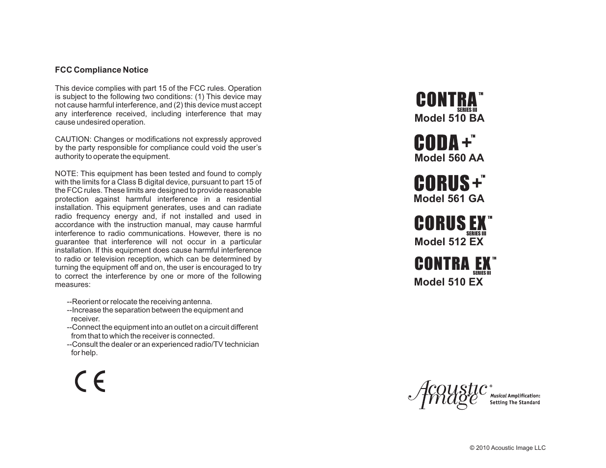 Contra, Corus ex, Contra ex | Acoustic Image + Models User Manual | Page 8 / 8