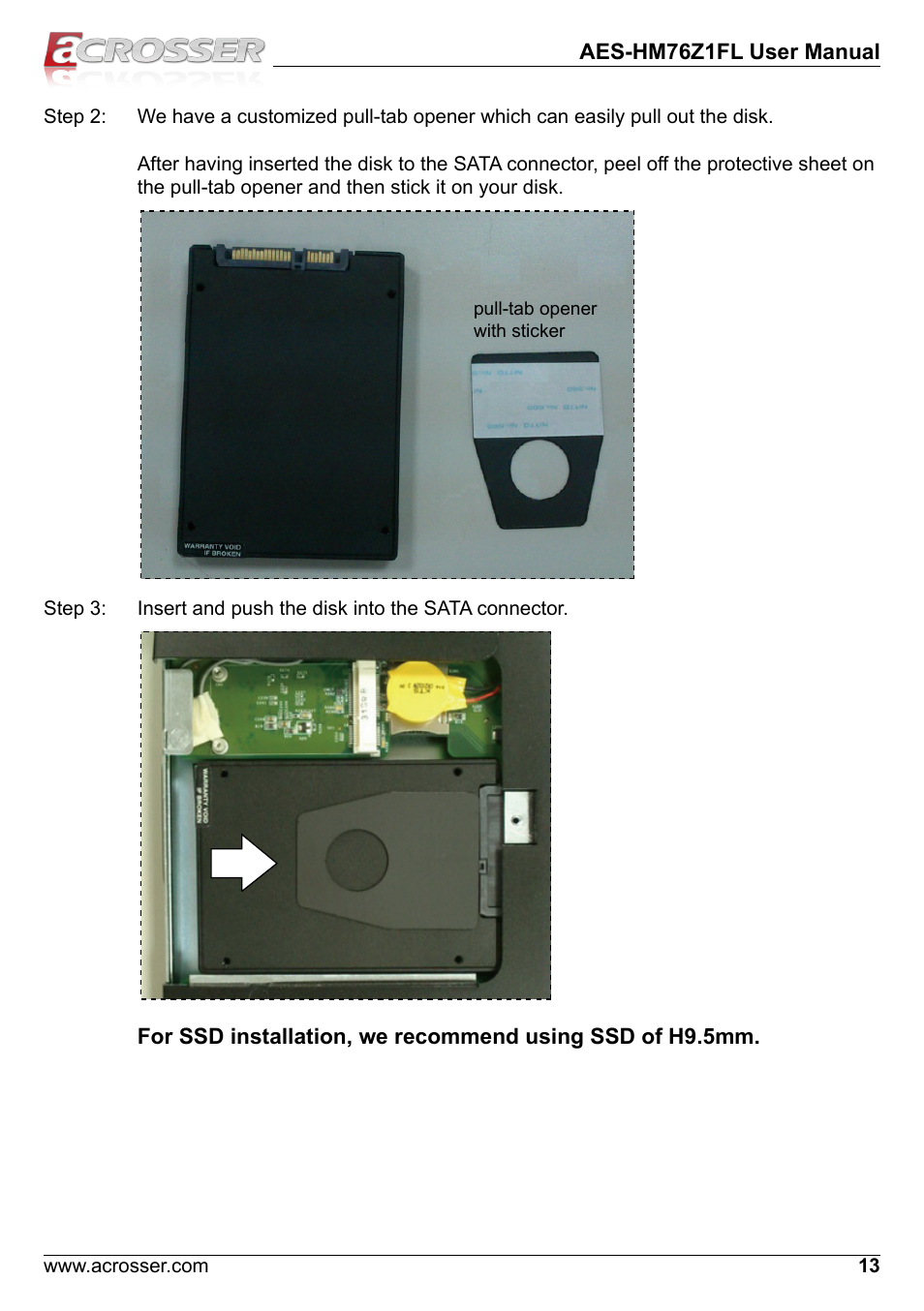 Acrosser AES-HM76Z1FL User Manual | Page 13 / 58