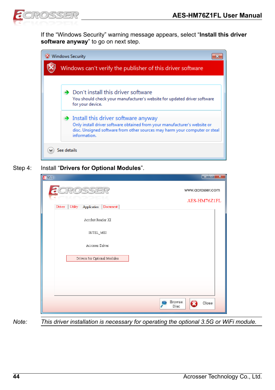 Acrosser AES-HM76Z1FL User Manual | Page 44 / 58