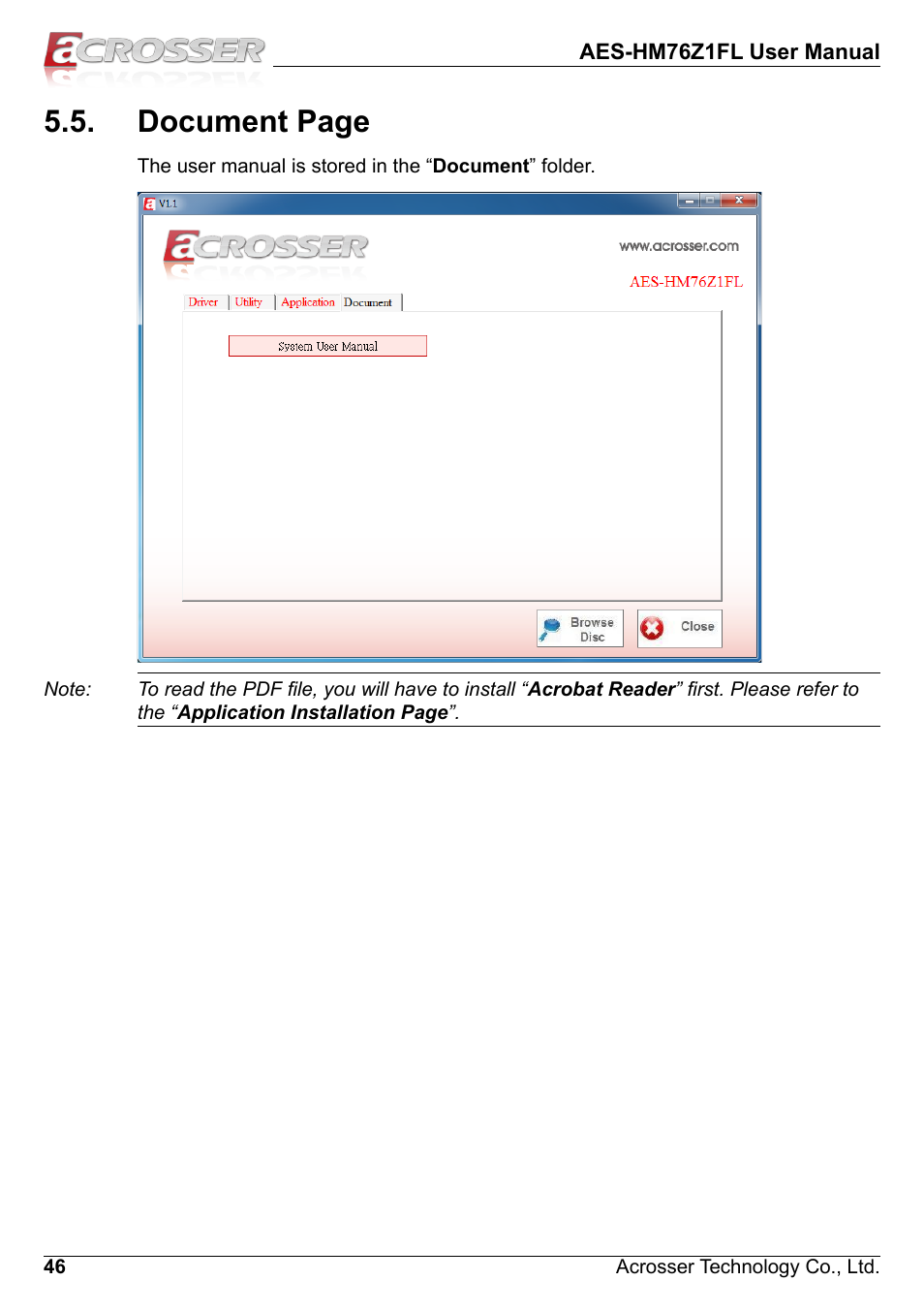 Document page | Acrosser AES-HM76Z1FL User Manual | Page 46 / 58