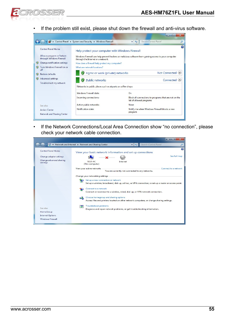 Acrosser AES-HM76Z1FL User Manual | Page 55 / 58