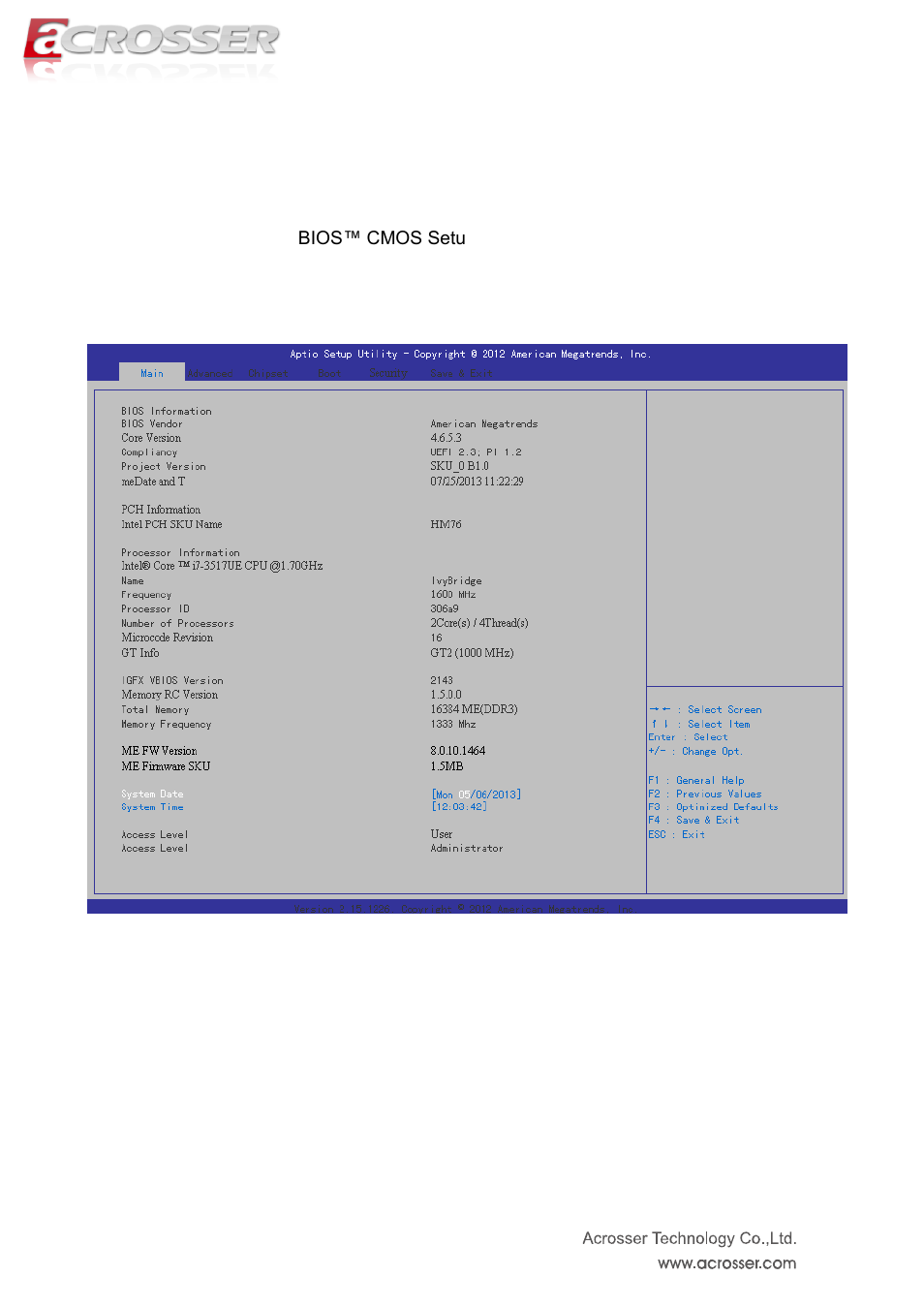 Main setup | Acrosser AES-HM76Z1FL User Manual | Page 33 / 73