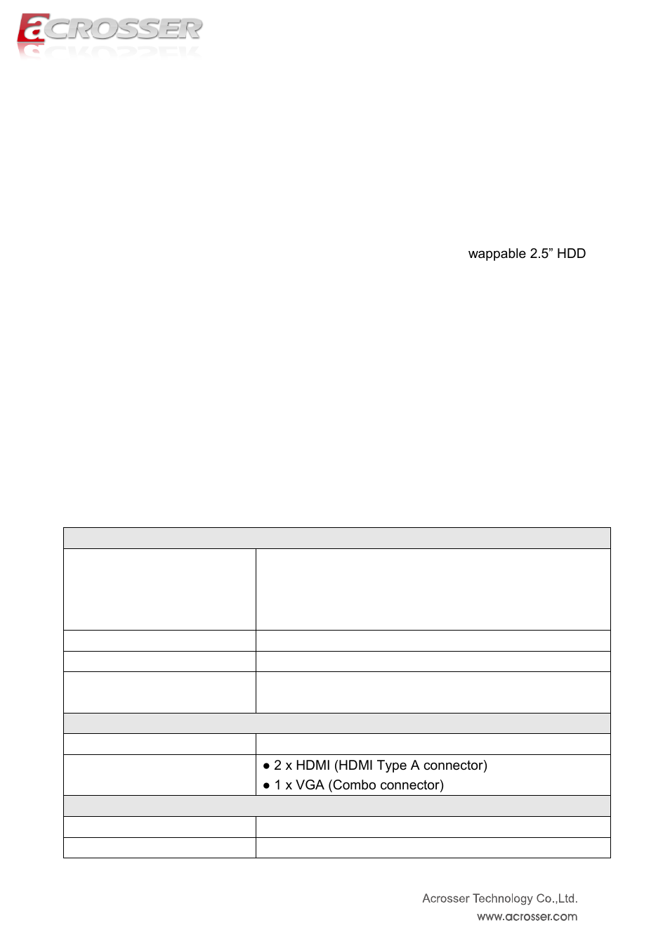 Chapter 1 system introduction, System specifications | Acrosser AES-HM76Z1FL User Manual | Page 7 / 73