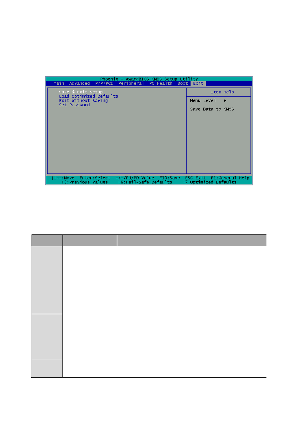 7 exit setup, Save & exit setup, Load optimized defaults | Acrosser AR-ES6003FL User Manual | Page 60 / 89