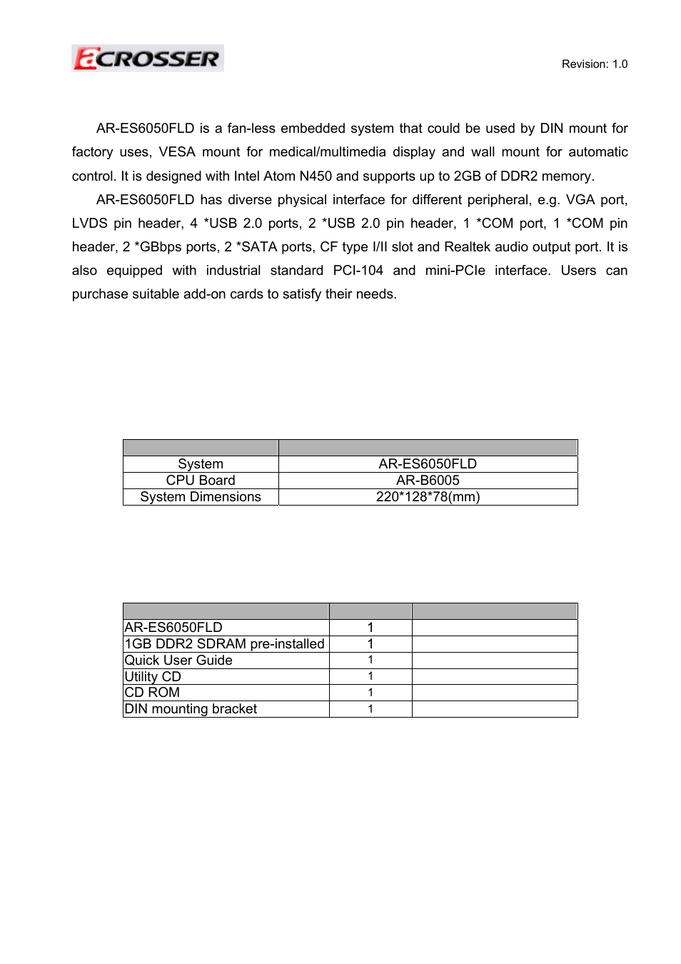 Acrosser AR-ES6050FLD User Manual | Page 3 / 44