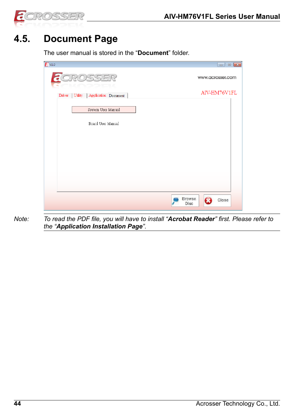 Document page | Acrosser AIV-HM76V1FL User Manual | Page 44 / 69