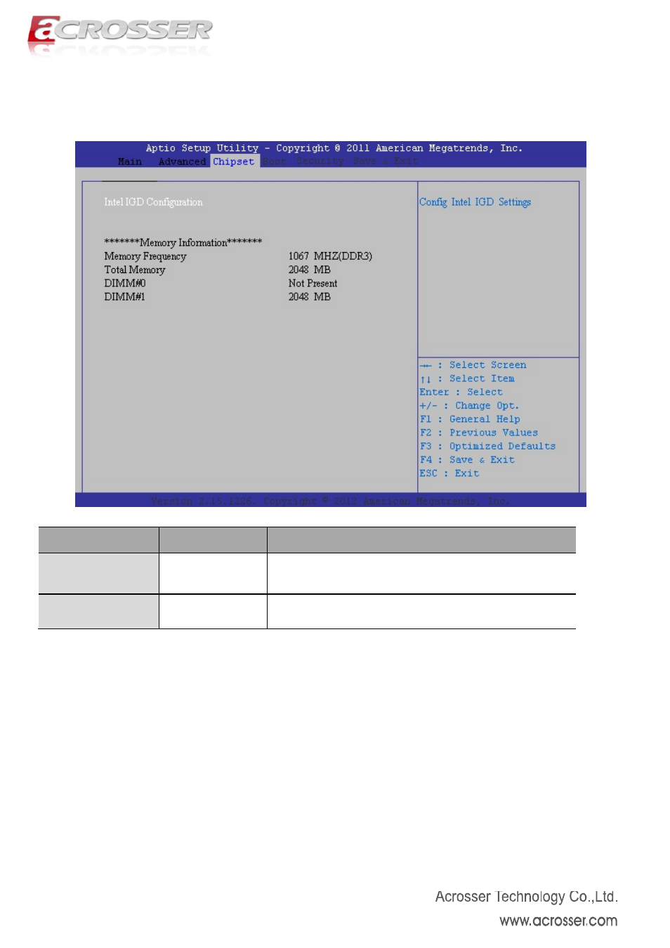 1 host bridge, Intel igd configuration, Memory information | Acrosser AMB-N280S1 User Manual | Page 30 / 38