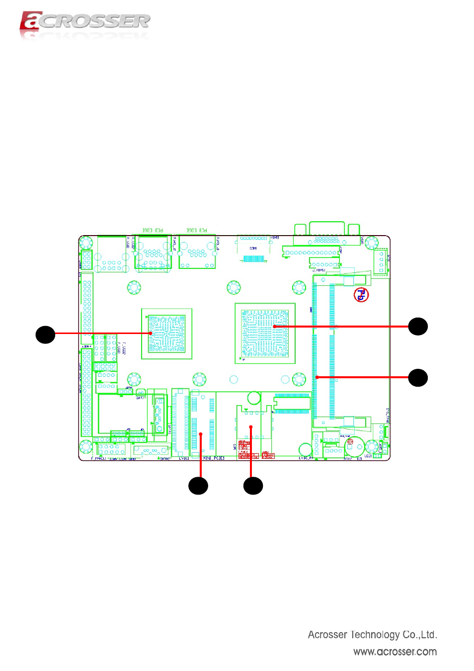 Chapter 2 h/w information, 1 mainboard illustration, Top side | Mainboard illustration (top side), 1 mainboard illustration top side | Acrosser AMB-N280S1 User Manual | Page 6 / 38