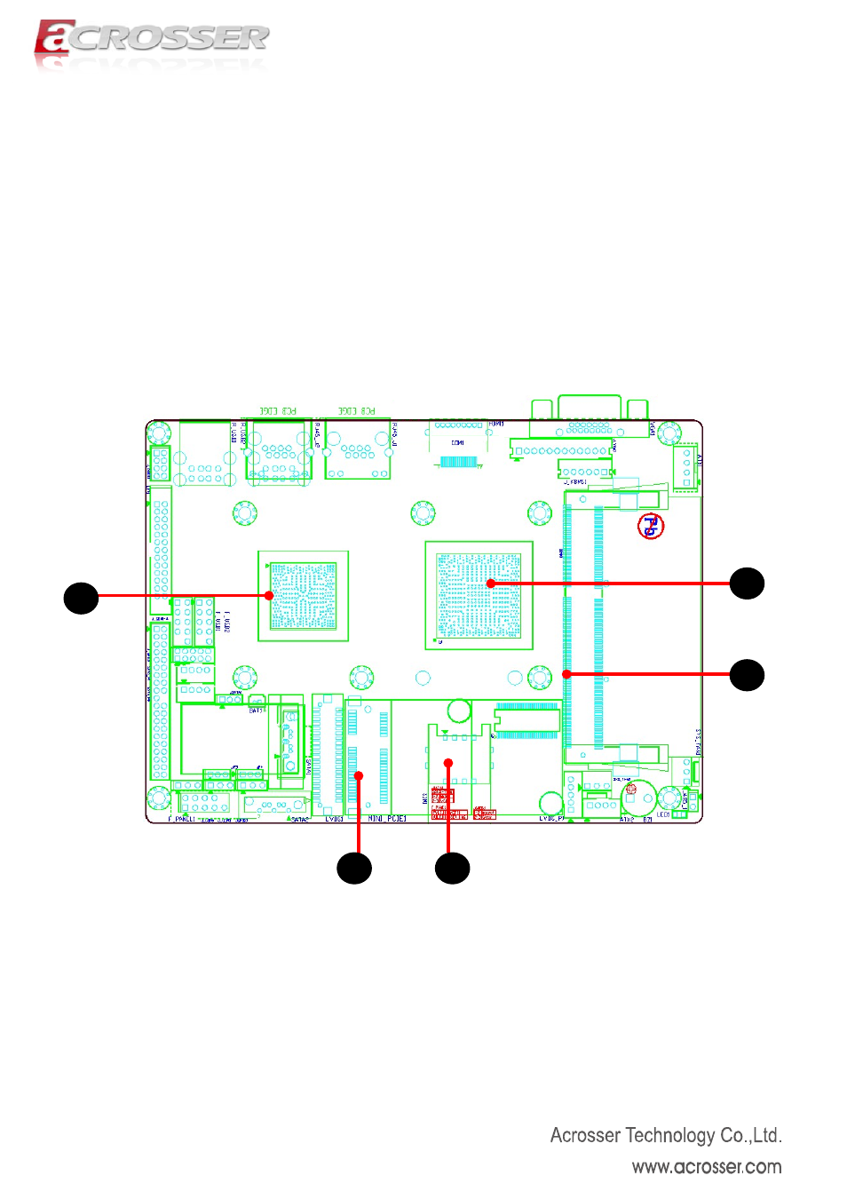 Chapter 2 h/w information, 1 mainboard illustration, Top side | Mainboard illustration (top side), 1 mainboard illustration top side | Acrosser AMB-N280S1 User Manual | Page 6 / 38