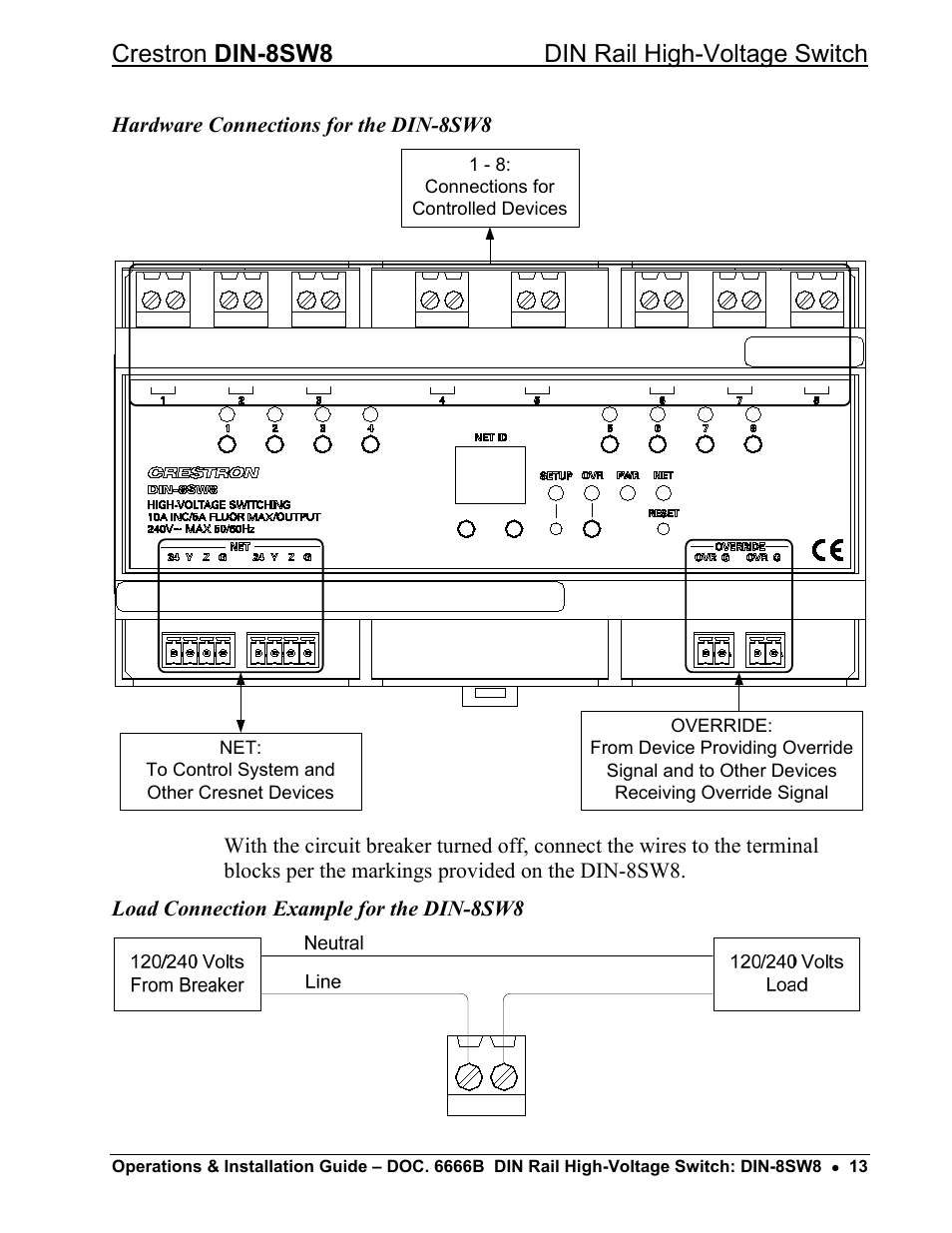 Crestron din-8sw8 din rail high-voltage switch | Crestron electronic GreenLight DIN-8SW8 User Manual | Page 17 / 32