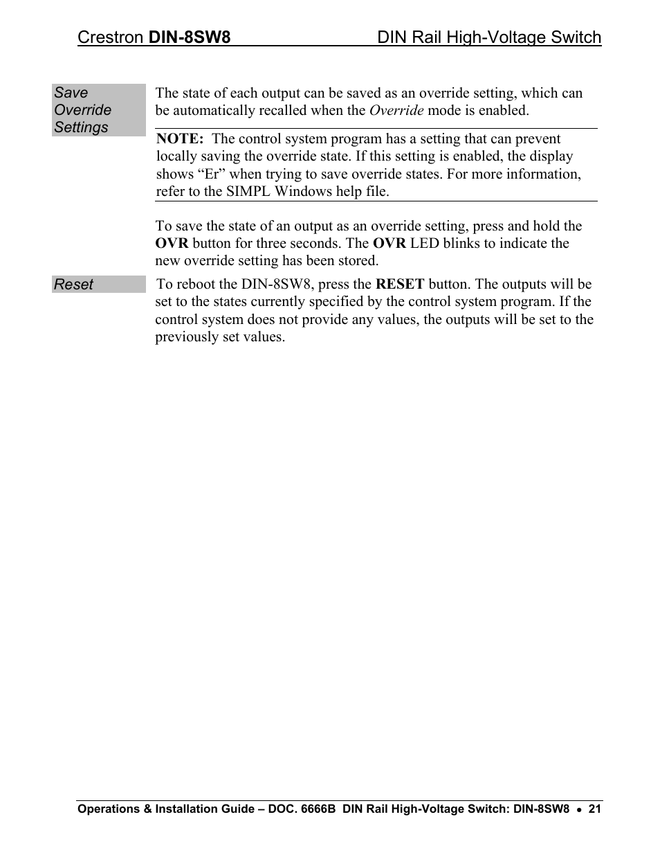 Crestron din-8sw8 din rail high-voltage switch | Crestron electronic GreenLight DIN-8SW8 User Manual | Page 25 / 32